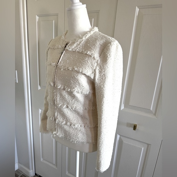 Rebecca Taylor White Textured Tweed Jacket Size 8 - Picture 2 of 9